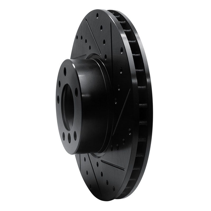 BMW 850CI Brake Rotor (1) - Front Right - R1 Concepts - Drilled & Slotted - Black - `91-`01